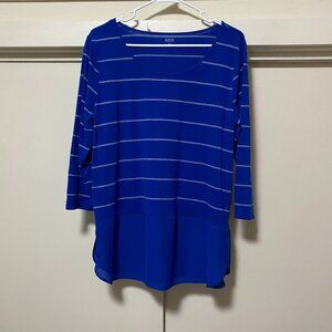 A.N.A. royal blue stripped tunic w/straight blue bottom, size XL